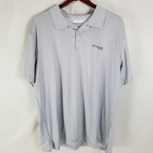Columbia PFG Mens‎ XL Gray Omni Shade Fishing Polo Shirt Short Sleeve Omni Wick